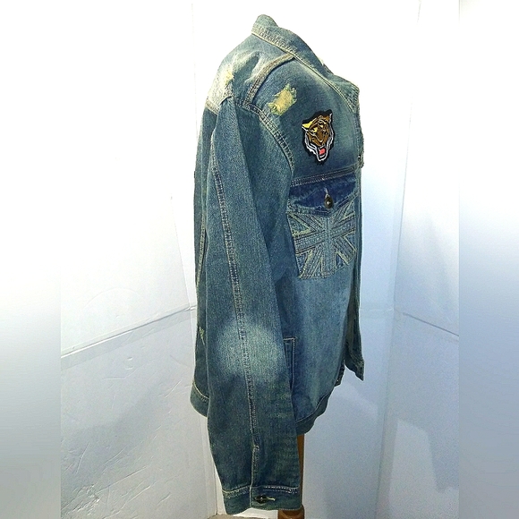 NEW Queen Bee Limited Edt Endangered Species Distressed Denim Jacket! 2XL Unisex - Picture 9 of 14